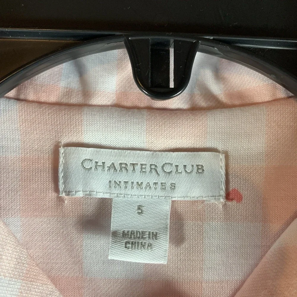 Charter‎ Club Girls 5 Pajama Set Pants Button Up Top Mommy and Me Pink Plaid PJs